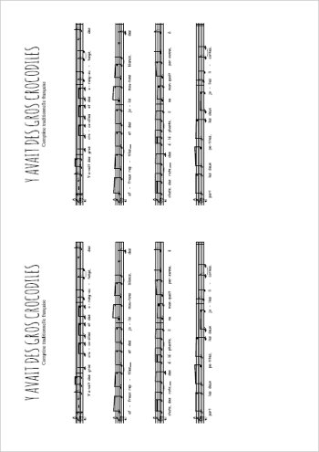 Y avait des gros crocodiles Partition gratuite